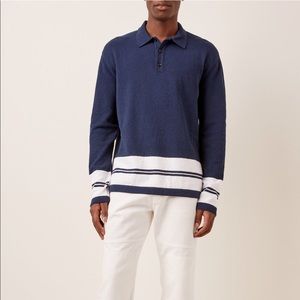 Lanvin Striped Cotton-Blend Polo Shirt